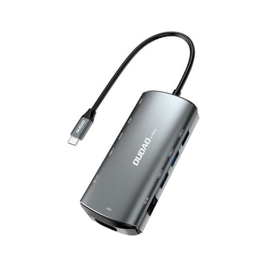 DUDAO A15Pro 11in1 USB HUB adapter, šedý