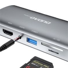 DUDAO A15Pro 11in1 USB HUB adapter, šedý