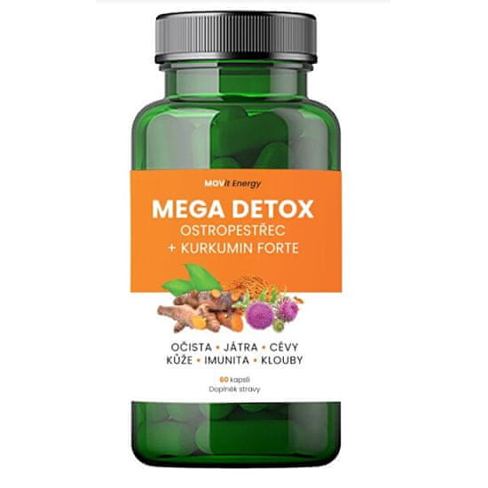 MOVit Mega Detox Ostropestřec + Kurkumin FORTE, 60 kapslí