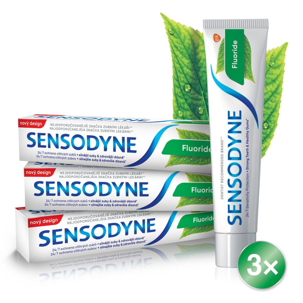 Sensodyne Fluoride 75 ml Zubní pasta 3ks