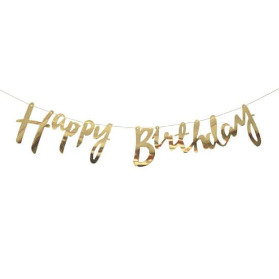 Girlanda narozeniny - Happy Birthday - zlatá - 150 cm