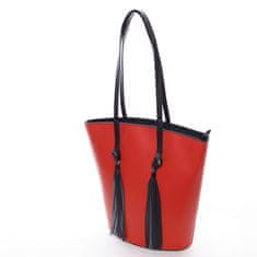 Delami Vera Pelle Stylová kožená kabelka přes rameno Payton, červeno-černá
