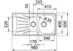 Teka TEKA dřez nerez STARBRIGHT 60 E-XN 1 1/2B 1D X 115150003 - Teka