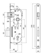 Richter Czech Zadlabací zámek pro dozický klíč – BB (Z.301-BB.90/40/20.PL)