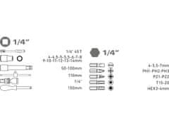 EXTOL PREMIUM hlavice nástrčné, sada 30ks, 1/4", CrV