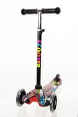 MTR Koloběžka tříkolová MINI SCOOTER se svítícími kolečky, URBAN ART BLACK H-048-UA