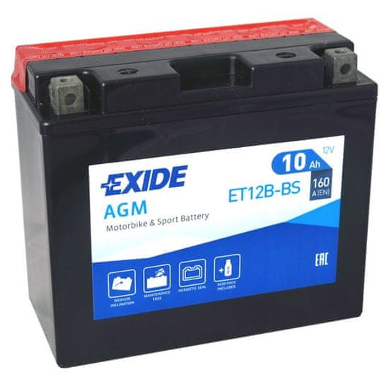 Exide | Motobaterie EXIDE ET12B-BS 12V 10Ah 160A