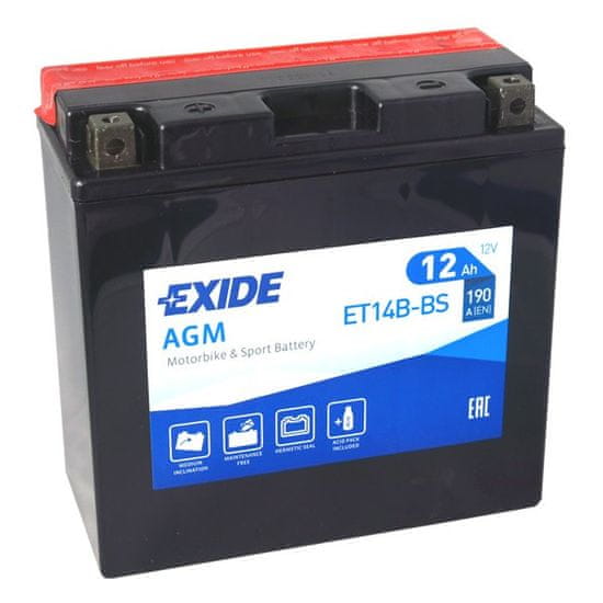 Exide | Motobaterie EXIDE ET14B-BS 12V 12Ah 190A