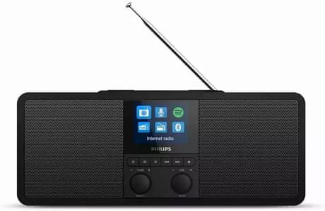 moderní bezdrátový radiopřijímač philips tar8805 dab fm rádio internetové rádio Bluetooth technologie usb nabíjení qi bezdrátové nabíjení hodiny budík časovač vypnutí čistý zvuk 6 w výkon celkem napájení z elektrické sítě barevný tft displej