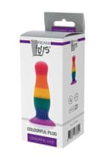 Dreamtoys Duhový pride anální kolík COLORFUL LOVE střední silikonový 12,5x3,5 cm