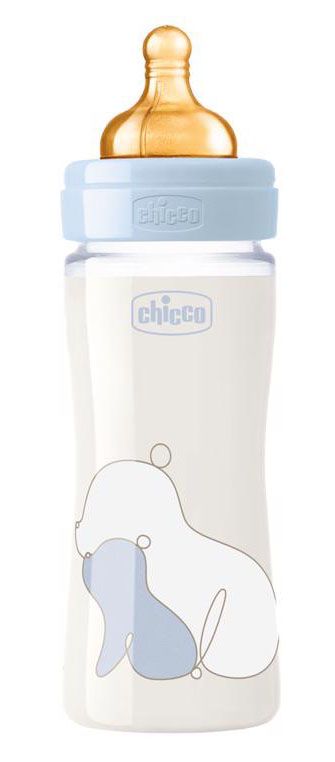 Chicco Láhev kojenecká sklo Original Touch latex, 240 ml - kluk