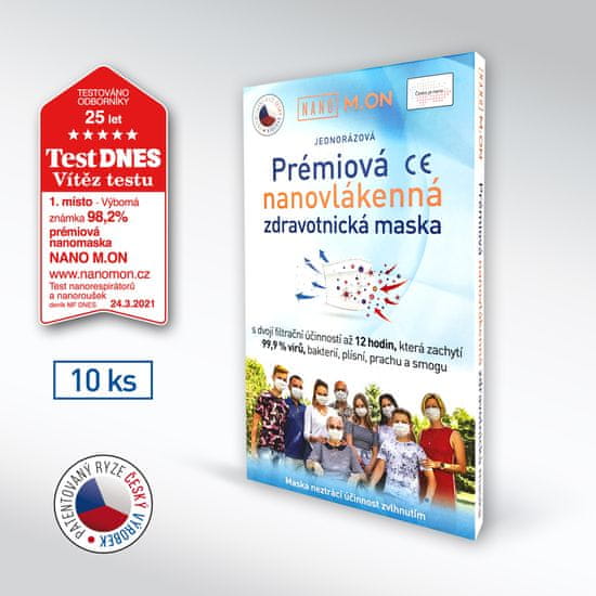 NANO M.ON (10 ks) - Prémiová "CE" nanovlákenná zdravotnická maska - chirurgická nanorouška (nanomon)