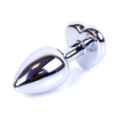 Boss Series Boss Series Jewellery Silver Heart Plug Black - stříbrný anální kolík s drahokamem ve tvaru srdce 7 x 2,7 cm