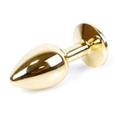 Boss Series Jewellery Gold Plug CLEAR - zlatý anální kolík s drahokamem 7 x 2,7 cm