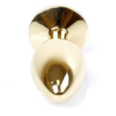 Boss Series Jewellery Gold Plug CLEAR - zlatý anální kolík s drahokamem 7 x 2,7 cm