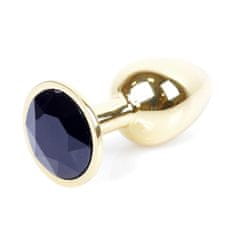 Boss Series Boss Series Jewellery Gold Plug BLACK - zlatý anální kolík s drahokamem 7 x 2,7 cm