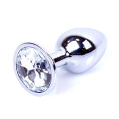 Boss Series Boss Series Jewellery Silver Plug CLEAR - stříbrný anální kolík s drahokamem 7 x 2,7 cm