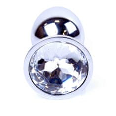 Boss Series Jewellery Silver Plug CLEAR - stříbrný anální kolík s drahokamem 7 x 2,7 cm