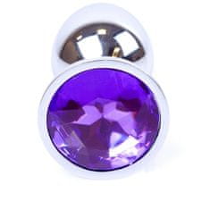 Boss Series Boss Series Jewellery Silver Plug PURPLE - stříbrný anální kolík s drahokamem 7 x 2,7 cm