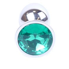 Boss Series Boss Series Jewellery Silver Plug GREEN - stříbrný anální kolík s drahokamem 7 x 2,7 cm