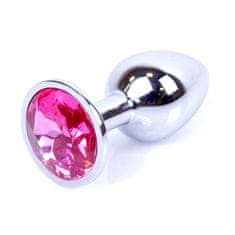 Boss Series Boss Series Jewellery Silver Plug PINK - stříbrný anální kolík s drahokamem 7 x 2,7 cm