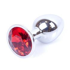 Boss Series Boss Series Jewellery Silver Plug RED - stříbrný anální kolík s drahokamem 7 x 2,7 cm