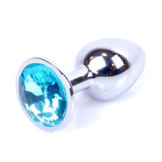 Boss Series Boss Series Jewellery Silver Plug LIGHT BLUE - stříbrný anální kolík s drahokamem 7 x 2,7 cm