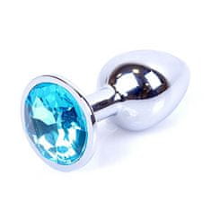 Boss Series Boss Series Jewellery Silver Plug LIGHT BLUE - stříbrný anální kolík s drahokamem 7 x 2,7 cm