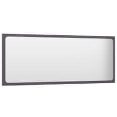Vidaxl Koupelnové zrcadlo šedé vysoký lesk 100x1,5x37 cm dřevotříska