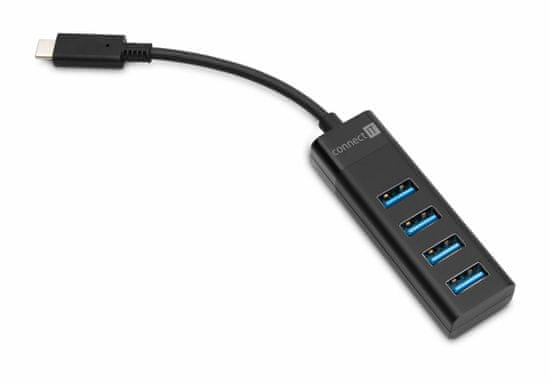 Kraftika Usb hub connect it usb-c, 4 porty usb-a 3.0 chu-6050-bk