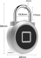 E Link SMART PADLOCK chytrý visací zámek P5B stříbrný