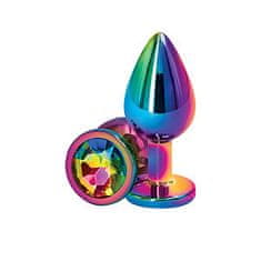 NS Novelties Rear Assets Rainbow Medium, vícebarevný anální kolík s diamantem 8 cm