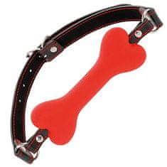 Darkness Darkness Bone Gag Silicone Red, červený roubík ve tvaru psí kosti 14,8 x 2,5 cm