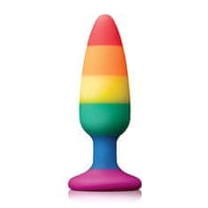 NS Novelties Colours Pride Pleasure Plug Medium (Rainbow), duhový anální kolíček 14 x 3,9 cm