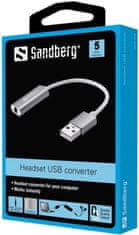 Sandberg Headset USB converter, adaptér 3,5mm jack na USB, bílá/stříbrná