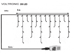 Greatstore VOLTRONIC světelný déšť - 200 LED, teplá a studená bílá