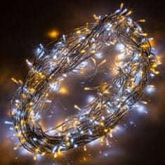 shumee Vánoční světelný závěs 300 LED - 3x3 m, teple a studeně bílý