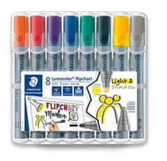 Staedtler Popisovače na flipchart "Lumocolor 356", 8 barev, 2-5 mm, klínový hrot, 356 SWP8