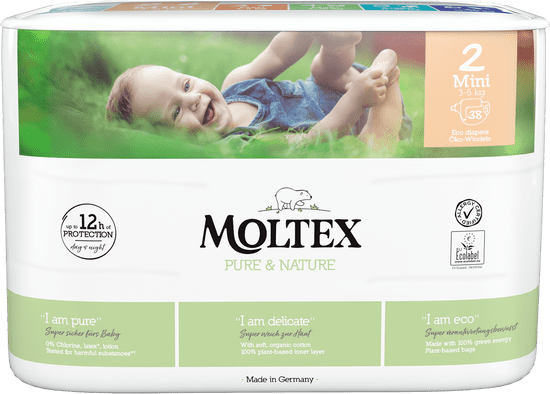 MOLTEX Plenky Pure & Nature Mini 3-6 kg - ekonomické balení (4 x 38 ks)