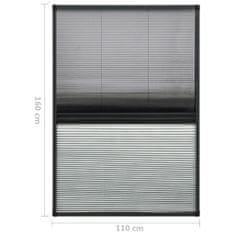 Greatstore Plisovaná okenní síť proti hmyzu se zástěnou hliník 110x160 cm