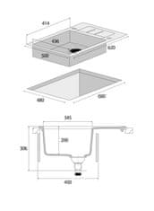 Concept Granitový dřez s odkapem DG05C45bc Cubis ČERNÝ