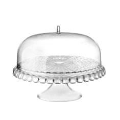 Guzzini ozdobný podnos CAKE STAND WITH DOME TIFFANY TRANSPARENT průsvitná bílá