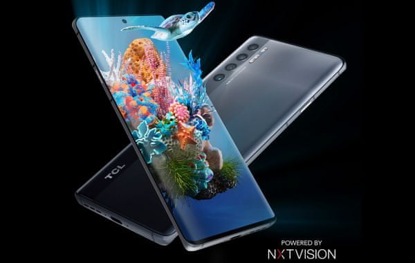 TCL 20PRO 5G veľký bezrámčekový displej AMOLED FHD + displej štvornásobný fotoaparát s veľkým rozlíšením výkonný procesor čítačka odtlačkov prstov NFC čítačka tváre rýchlonabíjanie bezdrôtové dobíjanie Android 11 nadstavba UI NXTVISION HDR Qualcomm Snapdragon 750G filmový obraz vylepšená kvalita obrazu žiarivý dizajn cinematografický zážitok hladký povrch