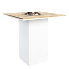 COSI Stůl s plynovým ohništěm COSI- typ Cosiloft barový stůl bílý rám / deska teak