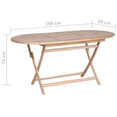 Greatstore Skládací zahradní stůl 160 x 80 x 75 cm masivní teakové dřevo