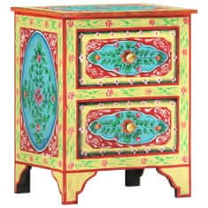 Greatstore Ručně malovaný noční stolek 40 x 30 x 50 cm masivní mangovník