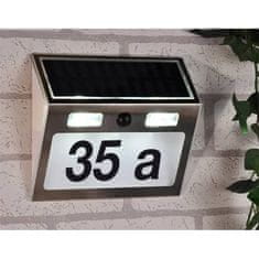 Greatstore HI Solární osvětlené domovní číslo s LED, stříbrné