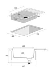 Concept Granitový dřez s odkapem DG05L60bc Linea ČERNÝ