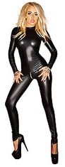 Noir Handmade NOIR Wetlook Jumpsuit (Black), kombinéza v mokrém stylu XXXL