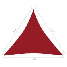Greatstore Stínící plachta oxfordská látka trojúhelníková 4x4x4 m červená